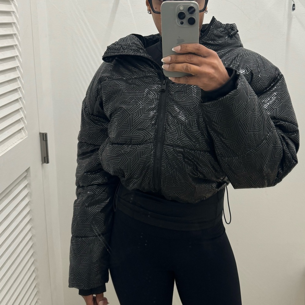 DKNYC Black Geometric Bomber Jacket